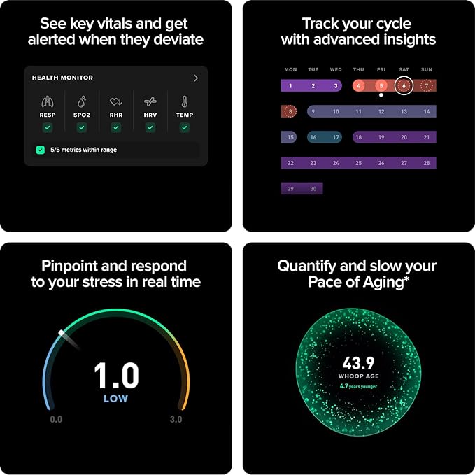 WHOOP PEAK 5.0 Activity Tracker - 12 Month Membership - Health and Fitness Tracker, Sleep Tracking, Personalized Coaching